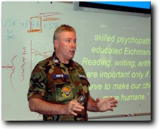 Captain Porter teaches a Moral Leadership class at Peterson AFB